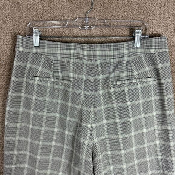 J. Crew Kate Straight Pants Women's 12 Green Plaid Italian Stretch Wool Trousers - Picture 9 of 12